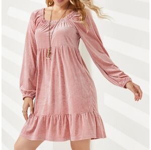 Suzanne Betro Dusty Pink Tiered Ruffle Hem Peasant Dress Sz 1X